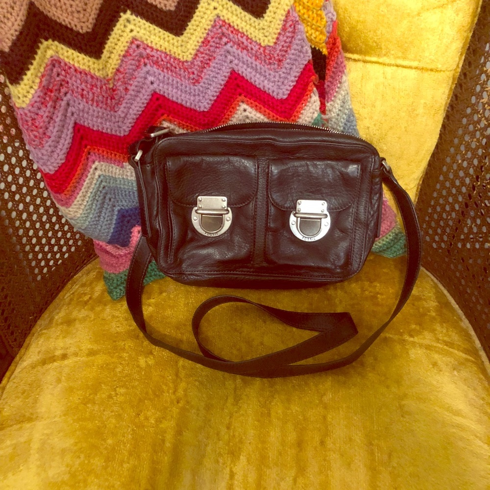 Black Fossil Crossbody Bag